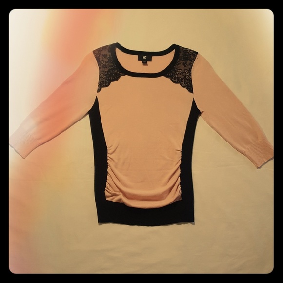 Iz Byer Sweaters - IZ pink and black lace sweater
